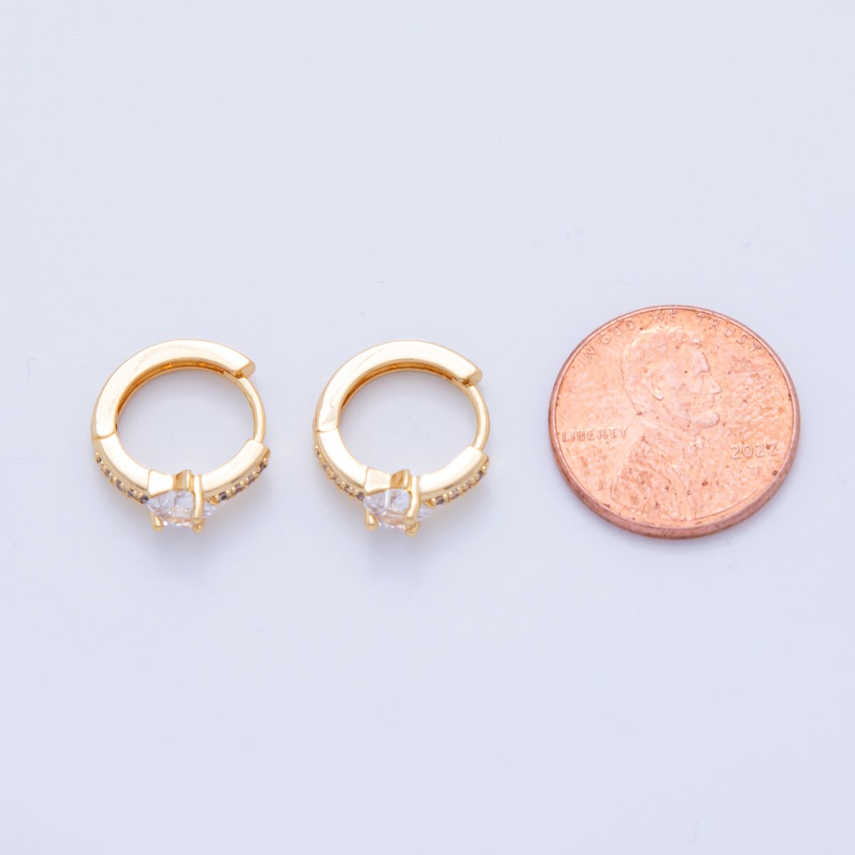 18K Gold Filled 13mm Micro Paved CZ Star Cartilage Huggie Earrings | AI356 - DLUXCA