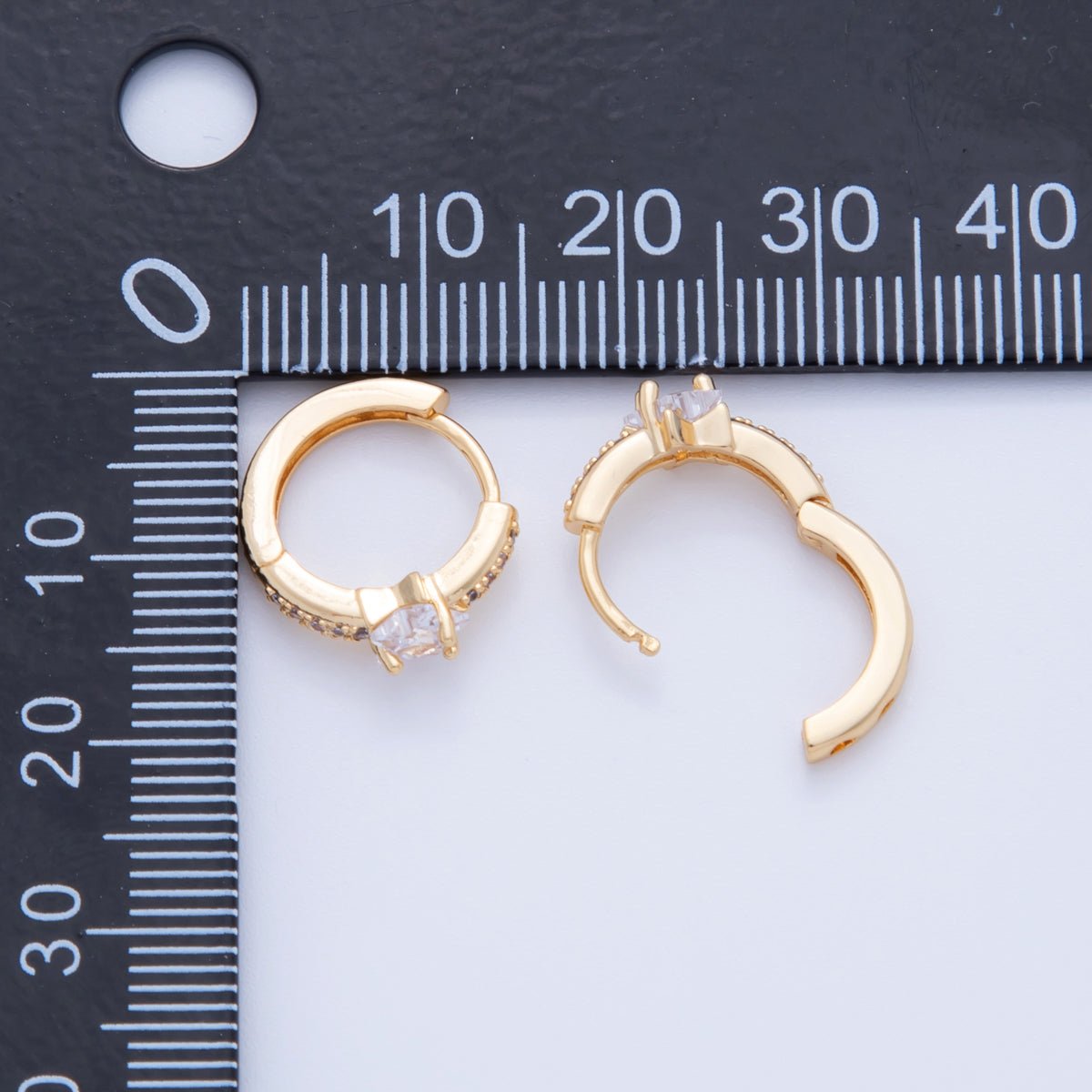 18K Gold Filled 13mm Micro Paved CZ Star Cartilage Huggie Earrings | AI356 - DLUXCA