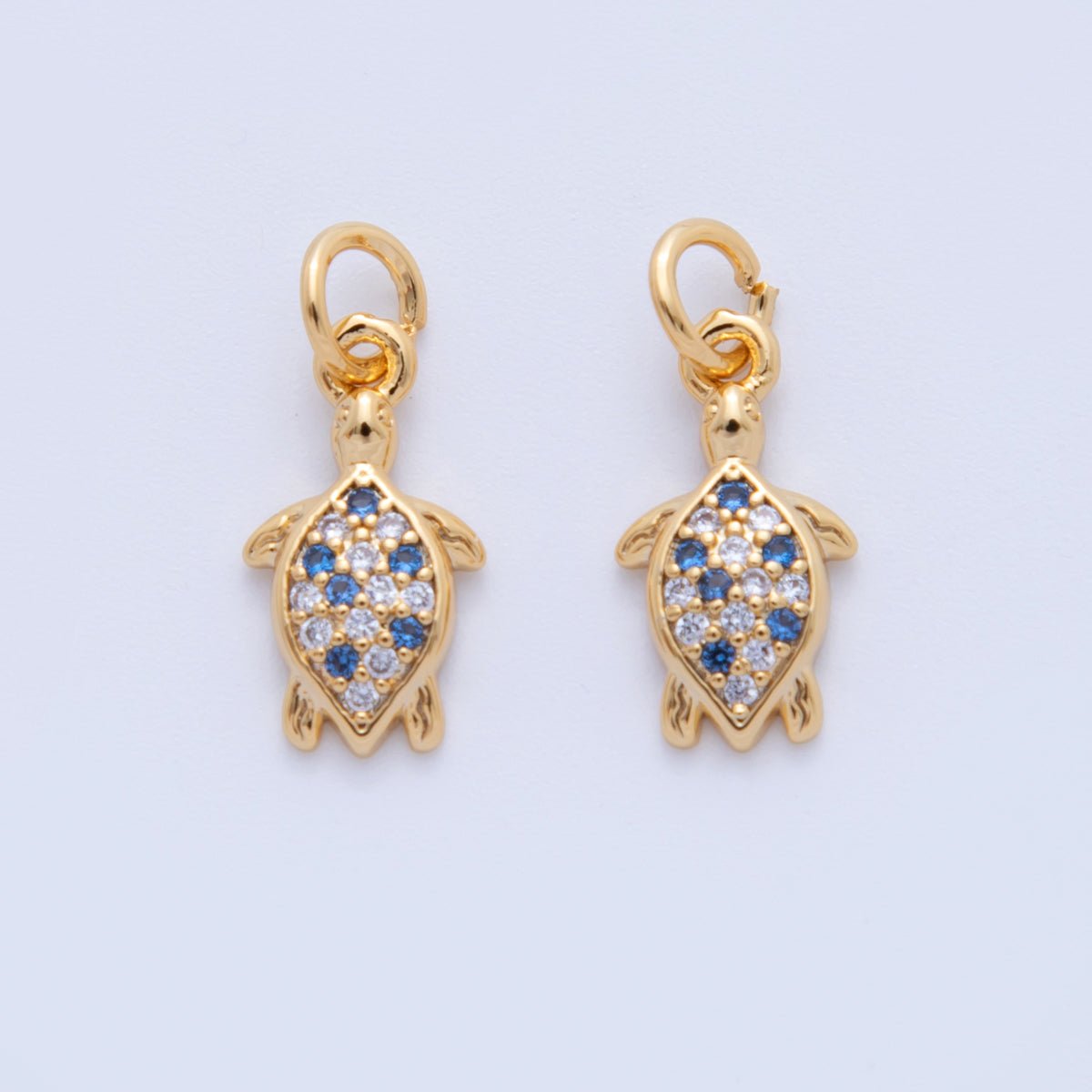 18K Gold Filled 17.5mm Micro Paved CZ Sea Turtle Charm | AF814 - DLUXCA