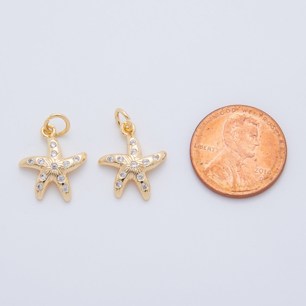 18K Gold Filled 20mm Micro Paved CZ Sea Starfish Charm | AF802 - DLUXCA