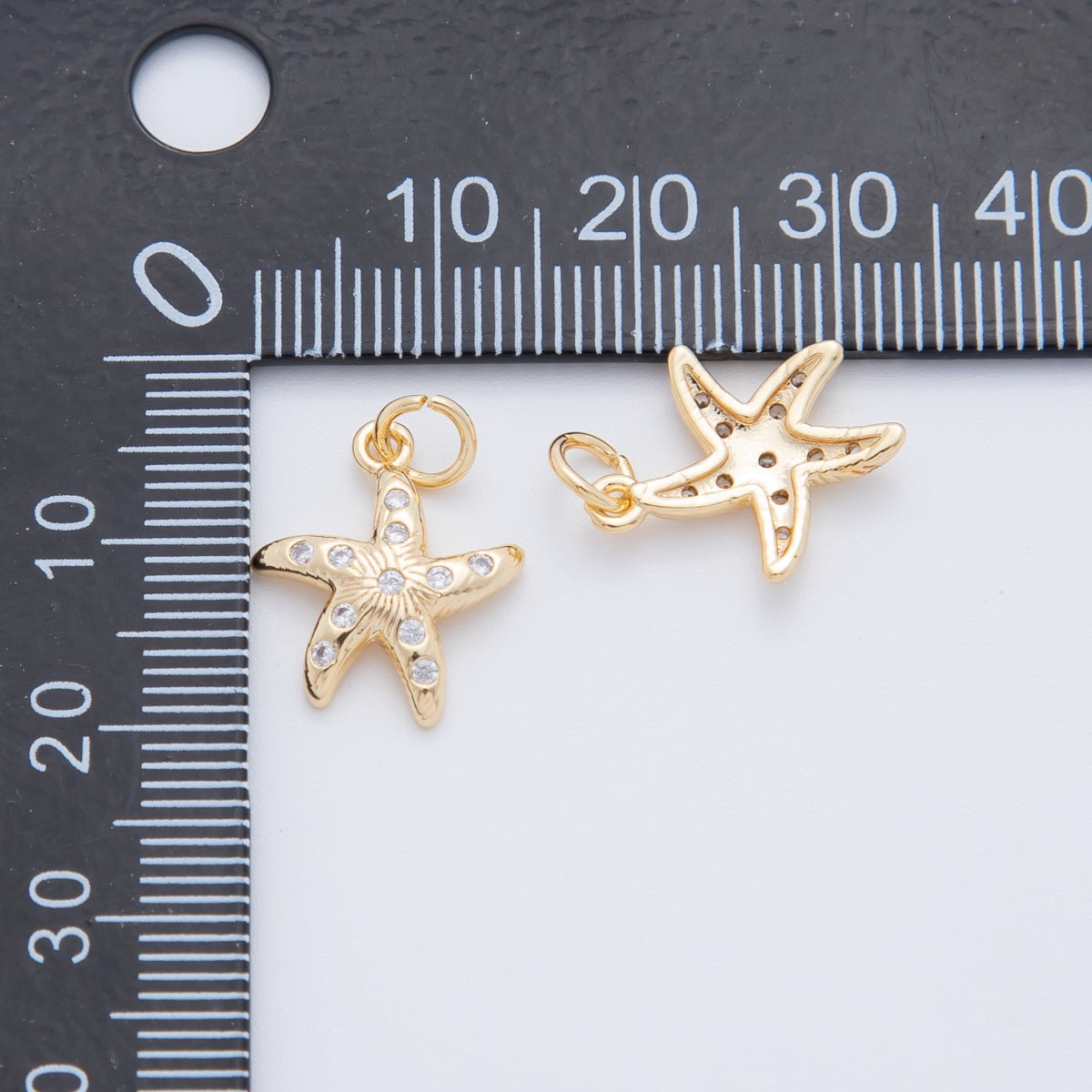 18K Gold Filled 20mm Micro Paved CZ Sea Starfish Charm | AF802 - DLUXCA