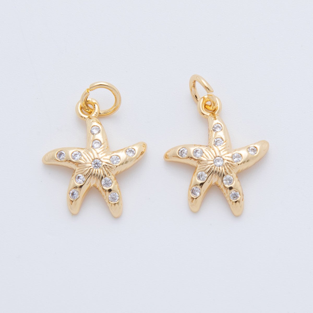18K Gold Filled 20mm Micro Paved CZ Sea Starfish Charm | AF802 - DLUXCA