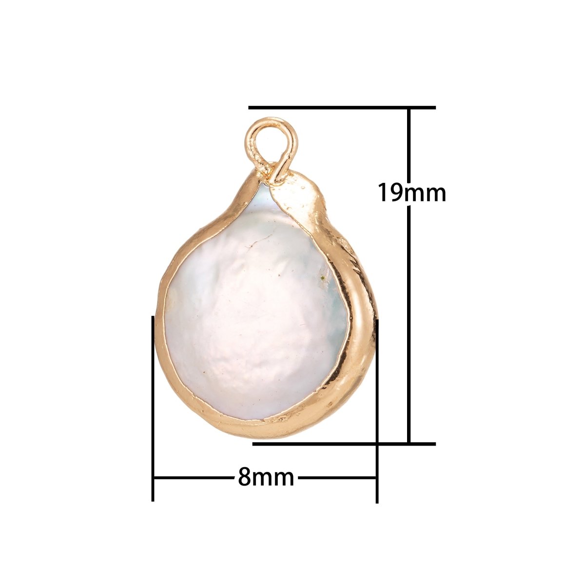 18K Gold Filled 20mm Teardrop Keshi Freshwater Pearl Dipped Charm | P1594