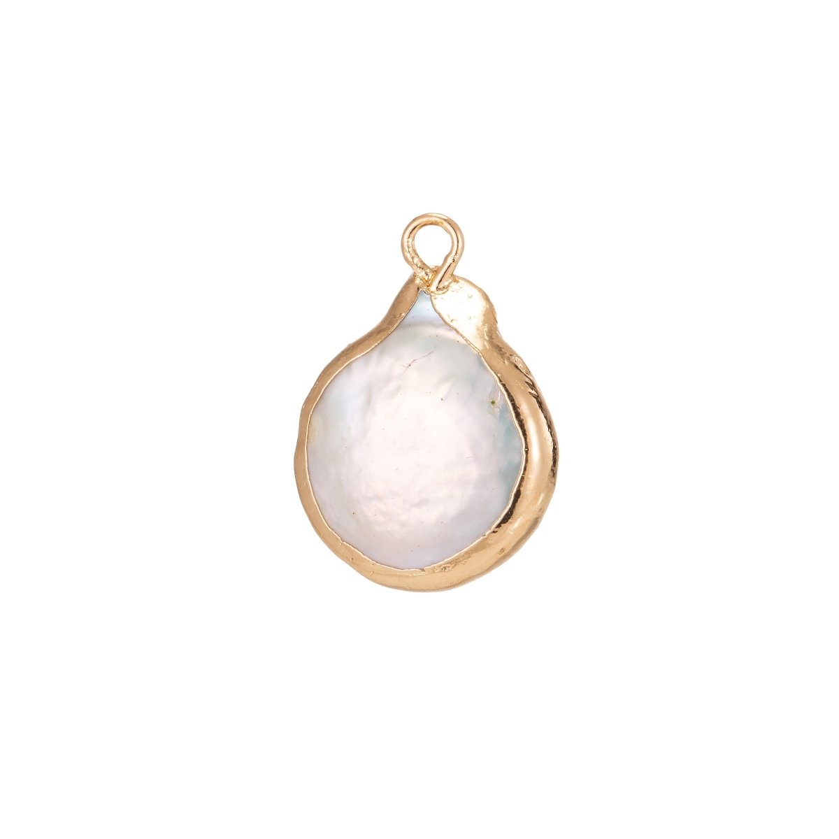 18K Gold Filled 20mm Teardrop Keshi Freshwater Pearl Dipped Charm | P1594