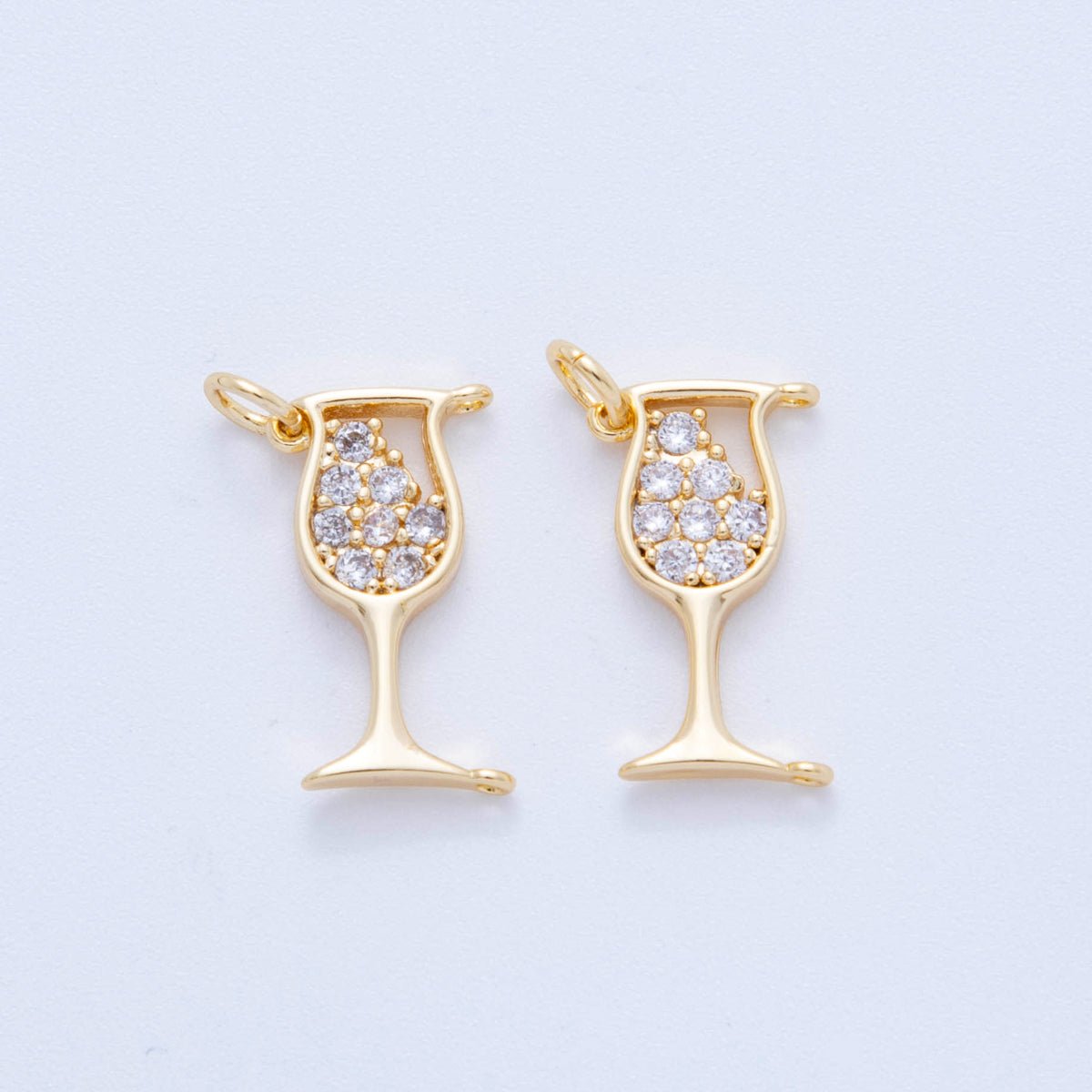 18K Gold Filled 22mm Micro Paved CZ Wine Glass of Glam Charm | AF807 - DLUXCA