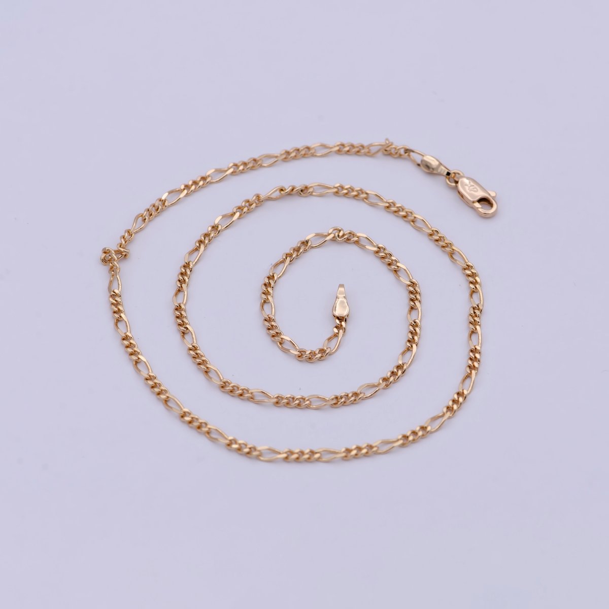 18K Gold Filled 2.4mm Link Figaro Chain For Wholesale Necklace Dainty Jewelry Making Supplies | WA-767 Clearance Pricing - DLUXCA