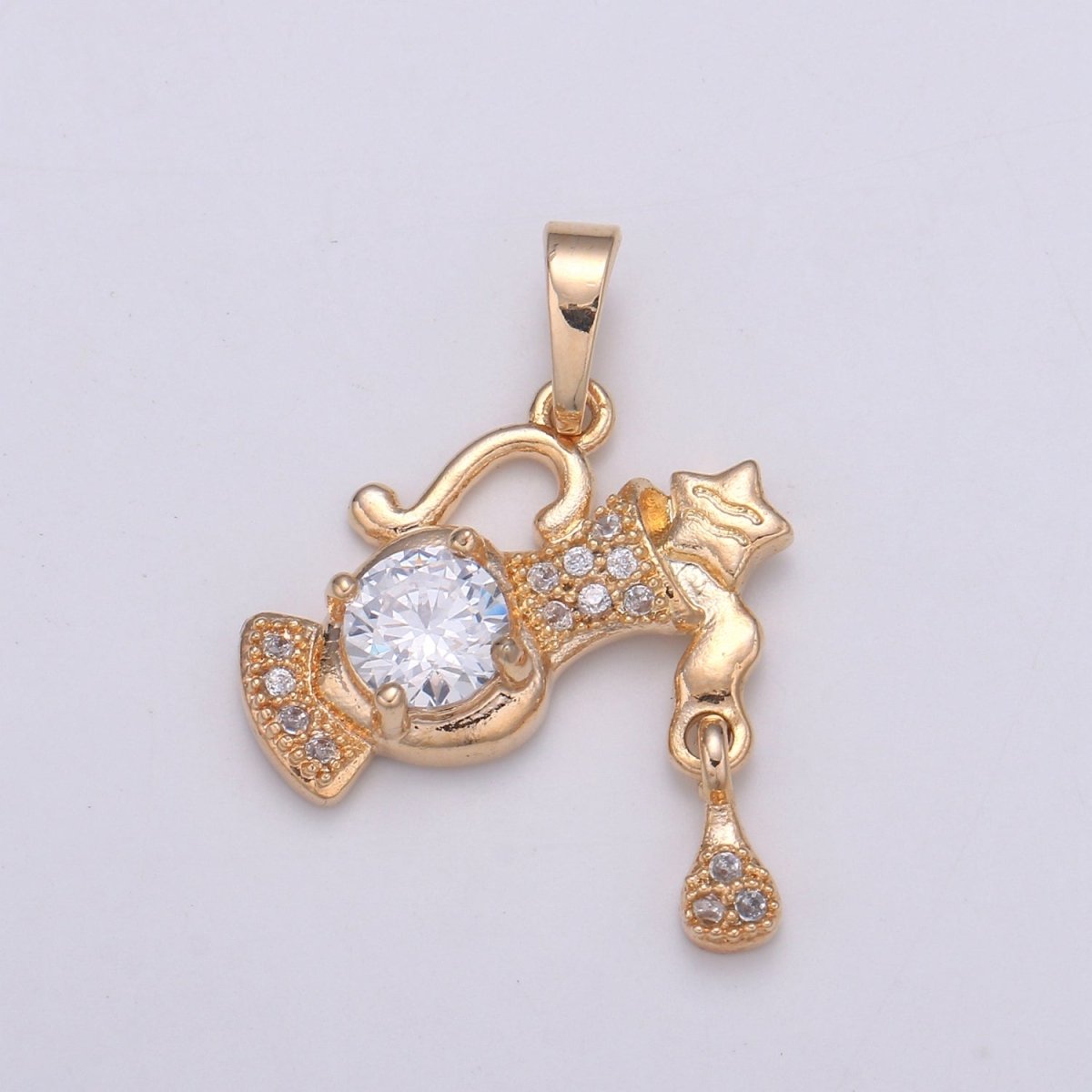 18k Gold Filled 25x18mm Aquarius -Zodiac Horoscope Sign Constellation Charm - Celestial Astrology Medallion Pendant for Necklace J-272 - DLUXCA