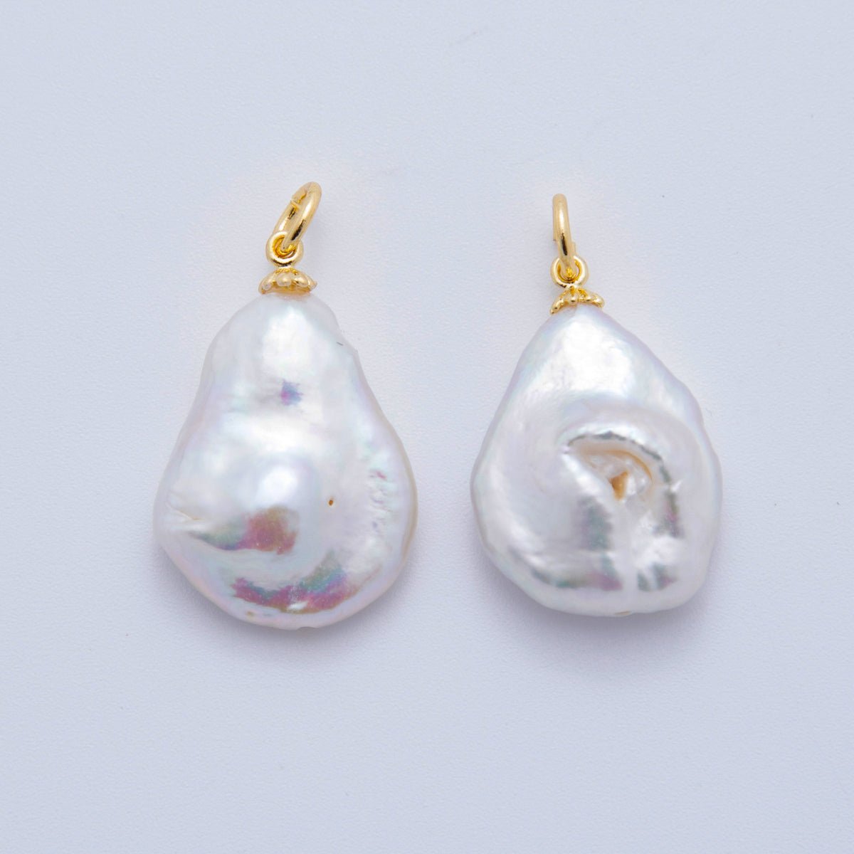 18K Gold Filled 26mm White Freshwater Teardrop Pearl Charm | AF623 - DLUXCA