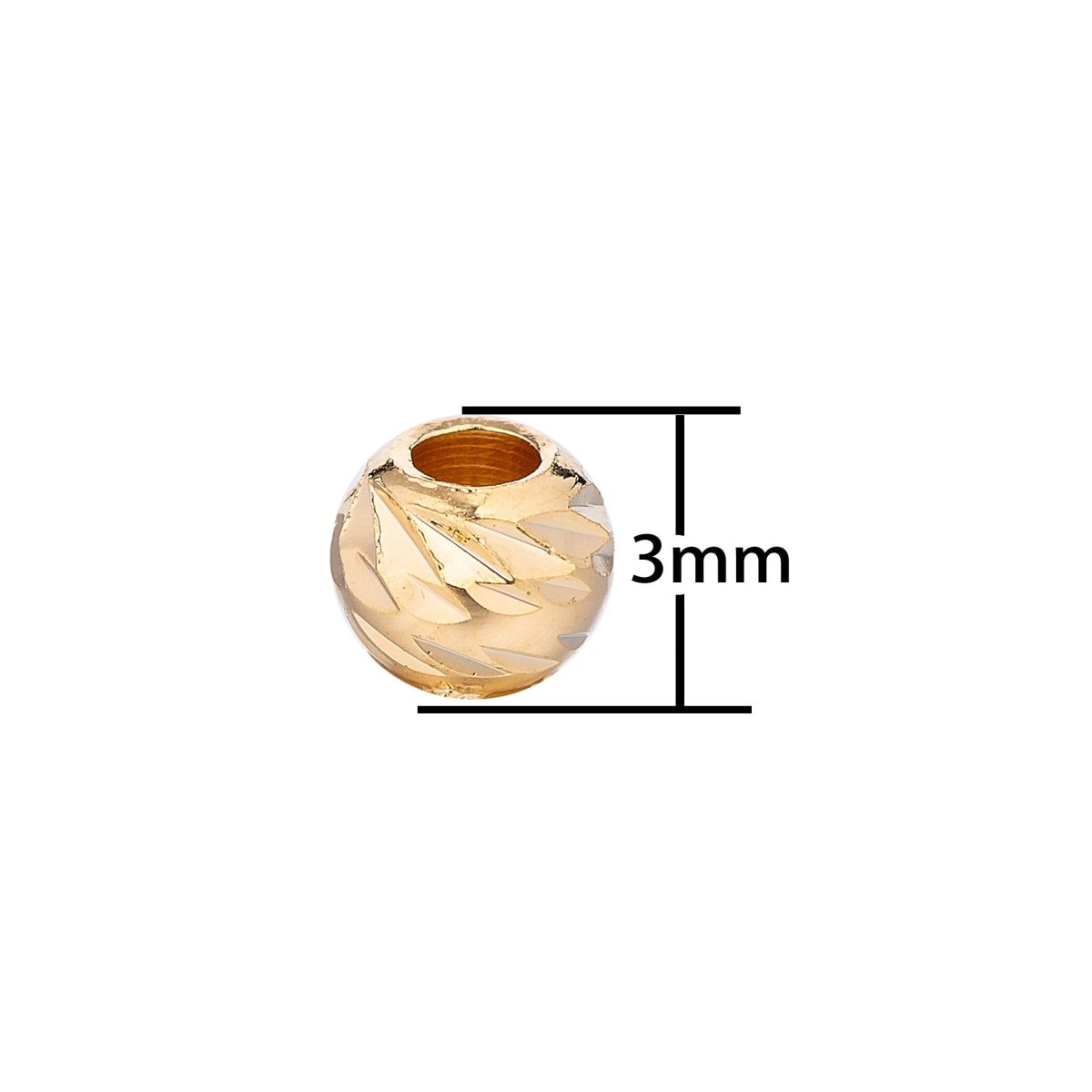 18K Gold Filled 3 mm Round Ball Dome Beads | B-032