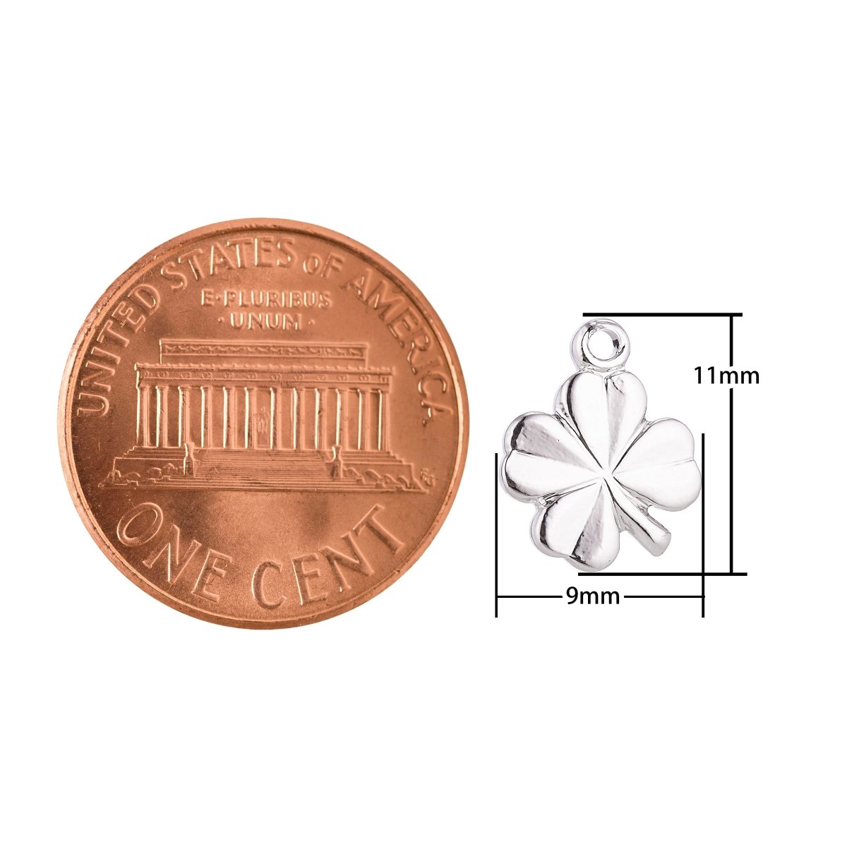 18K Gold Filled 4 Leaves Clover Dainty Shamrock Nature Inspired, Necklace Pendant Lucky Charm Bead Bails Findings for Jewelry Making C-097