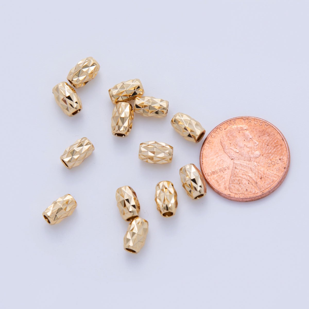 18K Gold Filled 4.5mm Multifaceted Cylinder Bead Set | B740 - DLUXCA