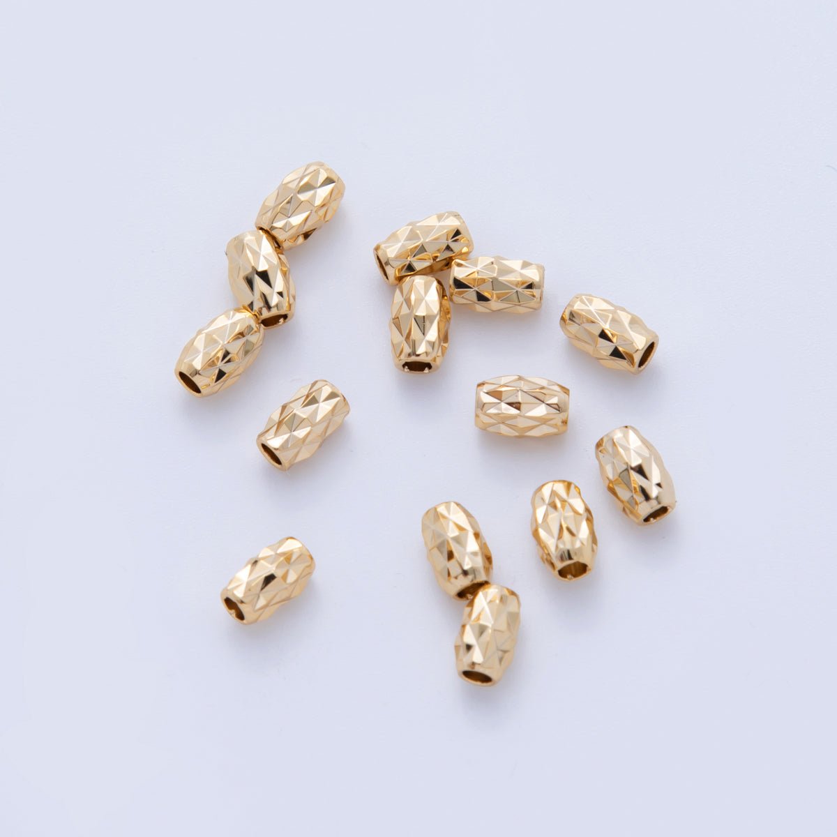 18K Gold Filled 4.5mm Multifaceted Cylinder Bead Set | B740 - DLUXCA