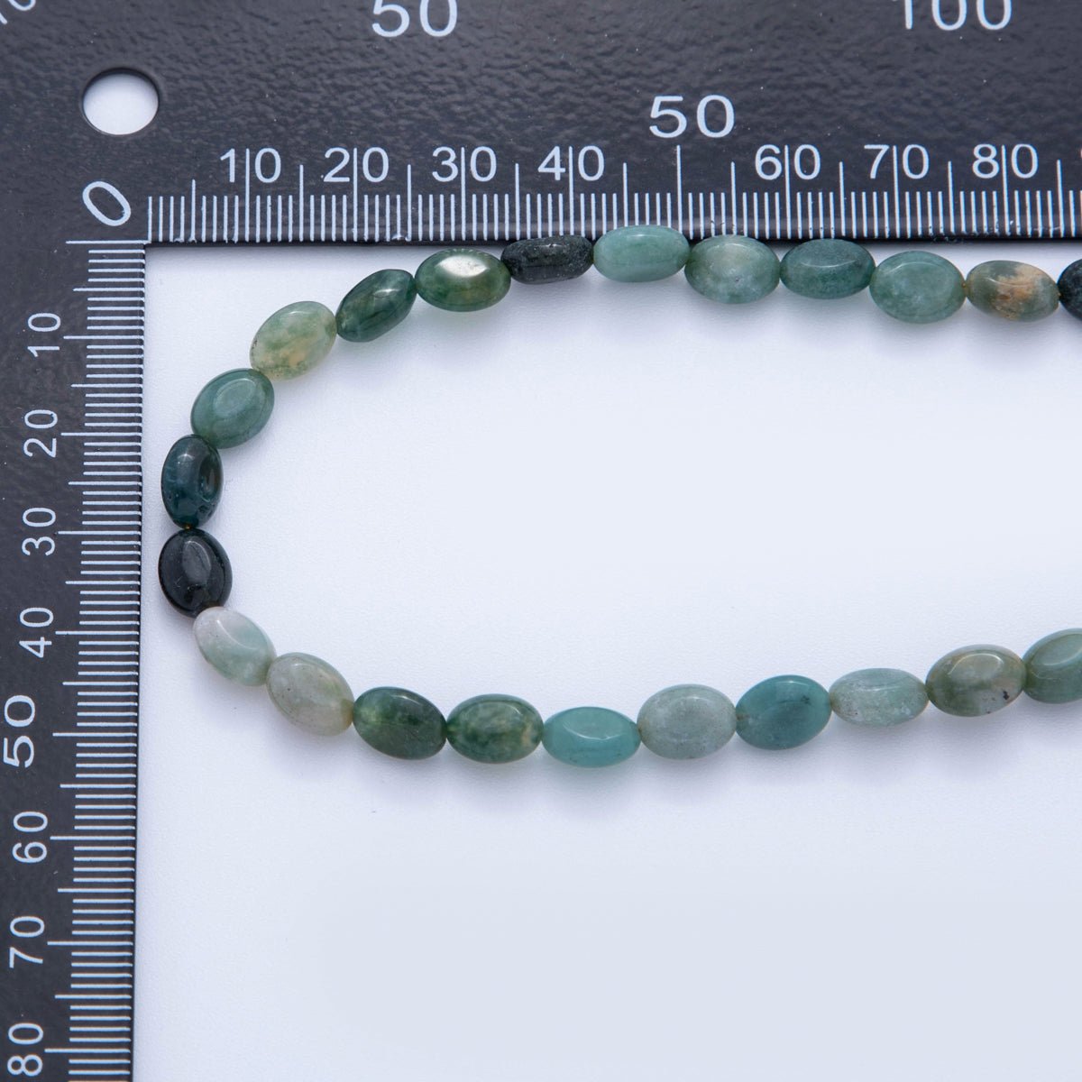 18K Gold Filled 6.5mm Green Aventurine Gemstone Oblong Oval Gemstone Bead 15.5 Inch Handmade Necklace | WA - 3282 - DLUXCA