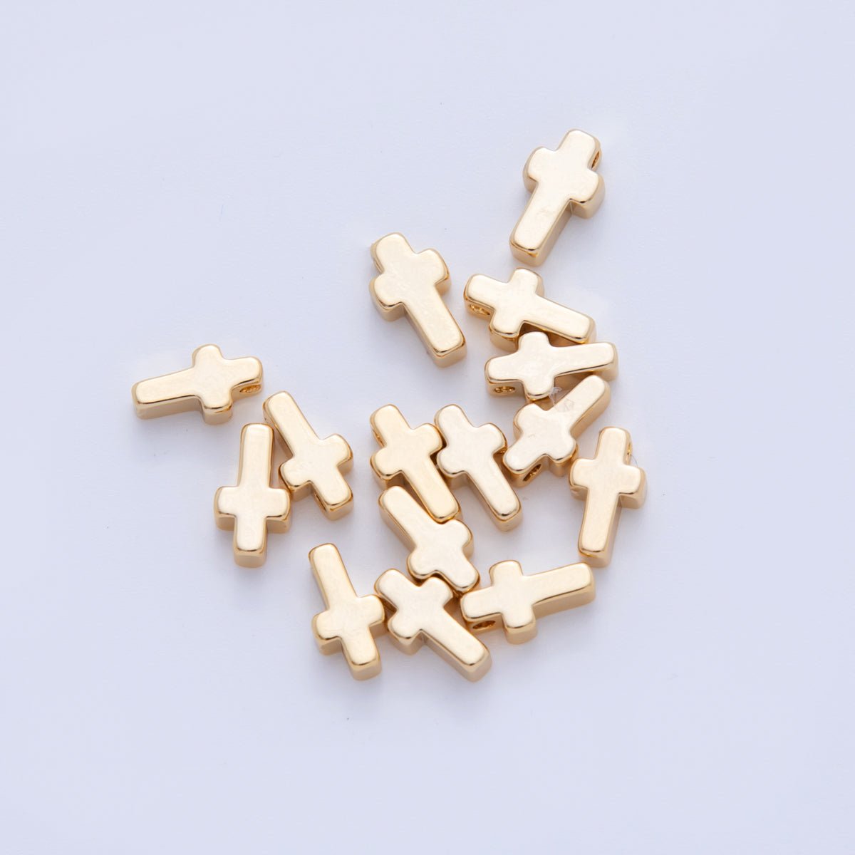 18K Gold Filled 8.5 Minimalist Religious Cross Bead Set by 10 Pieces | B749 - DLUXCA