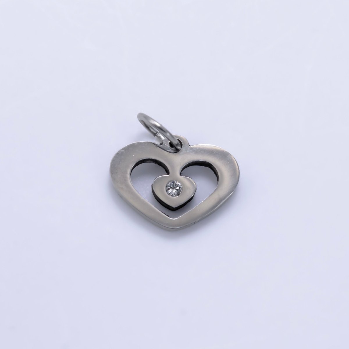 18K Gold Filled Adorable Lovely Love Floating Heart Cubic Zirconia Bracelet Charm Necklace Pendant Findings for Jewelry Making E-646