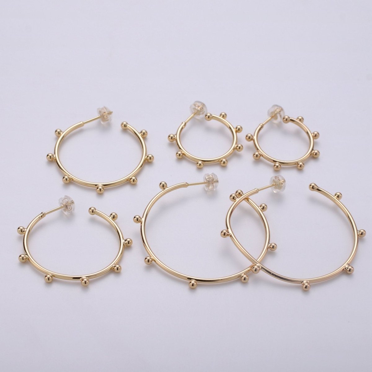18K Gold Filled Ball Hoop Earrings, Beaded Hoop Earrings, Boho Hoop Earrings, Gold Ball Hoop Earrings, 25,35, 45mm Gold Hoop Earring Q-097 - Q-099