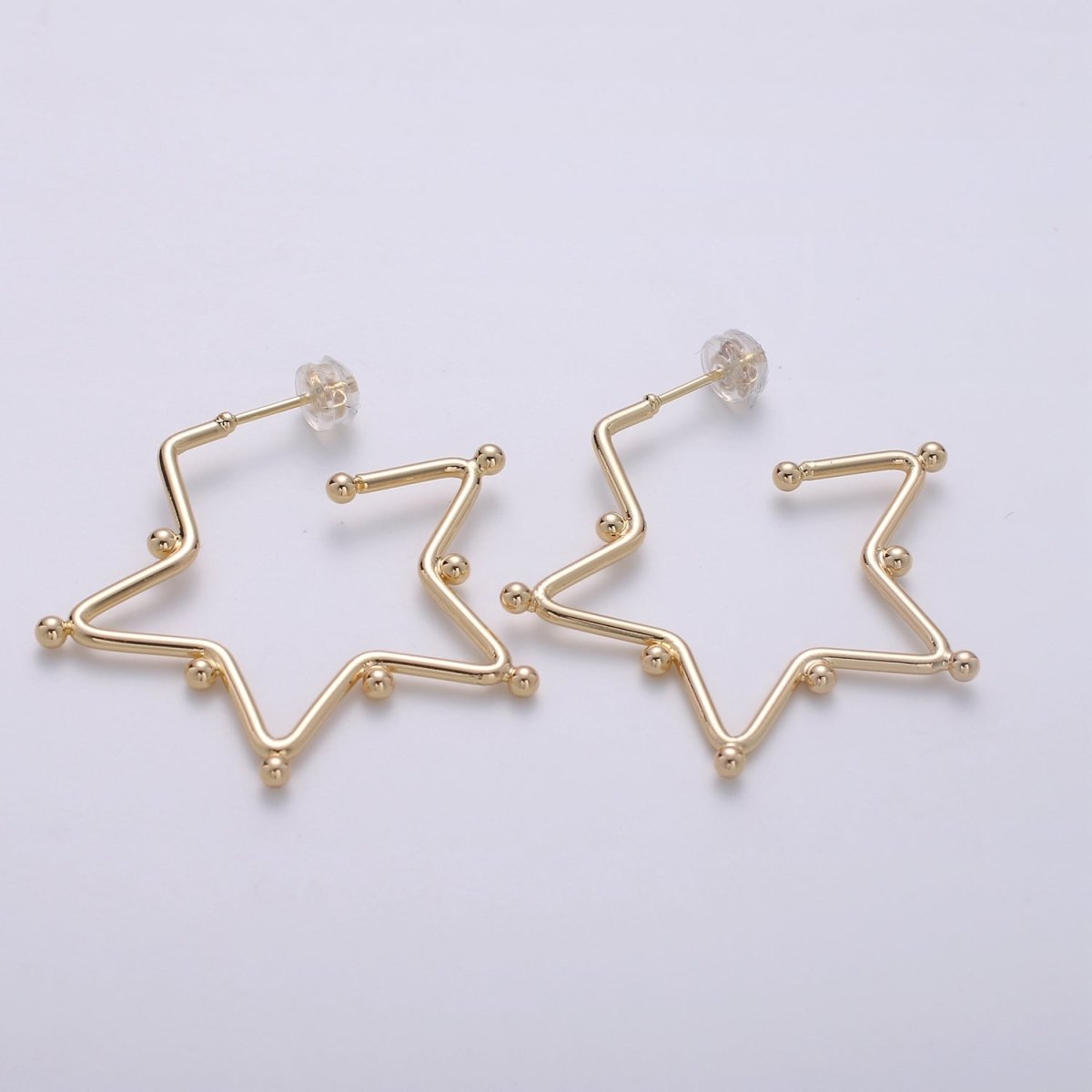 18K Gold Filled Ball Hoop Earrings, Beaded Hoop Earrings, Star Hoop Earrings, Gold Ball Hoop Earrings, 25mm 35mm 45mm Gold Hoop Earring Q-089 Q-090