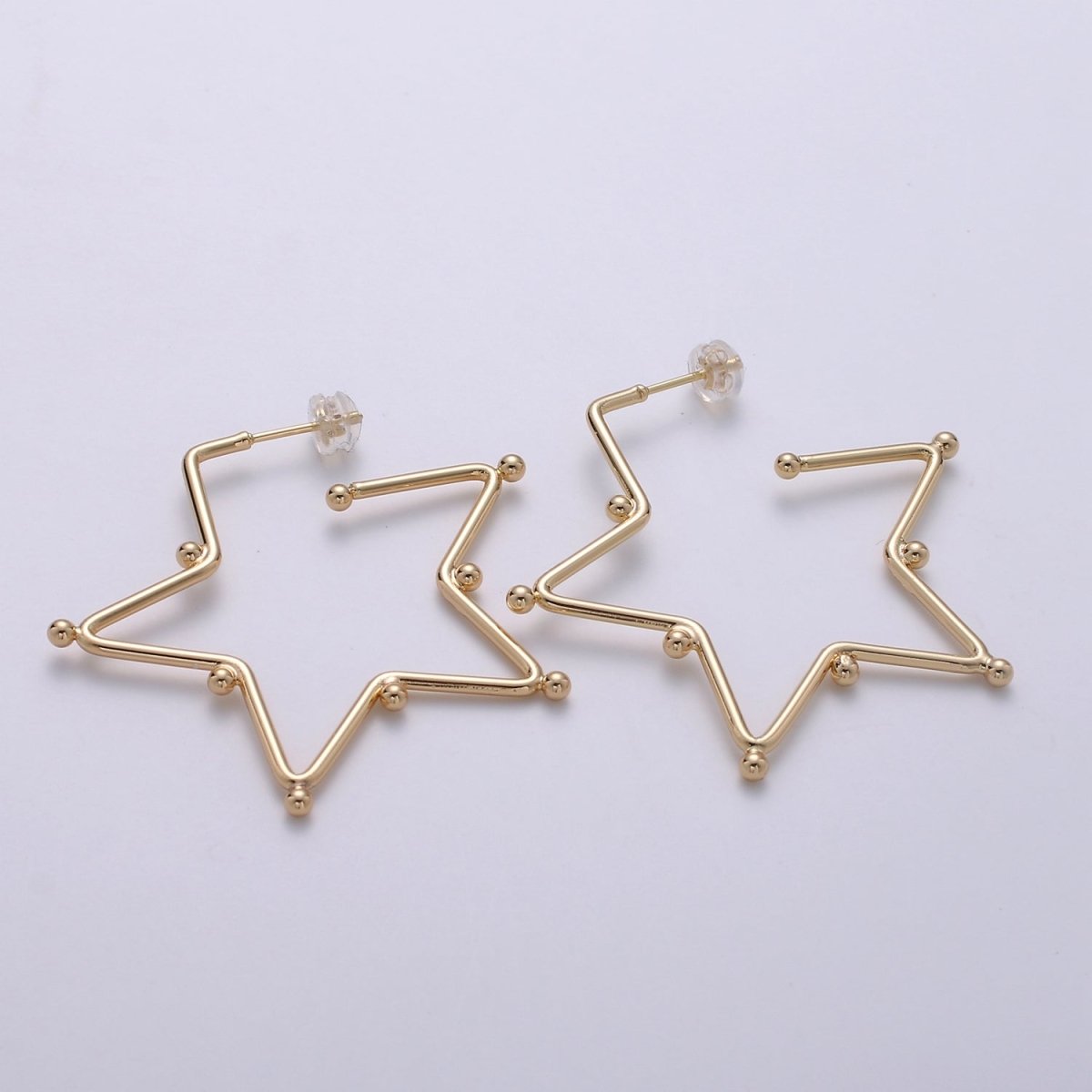18K Gold Filled Ball Hoop Earrings, Beaded Hoop Earrings, Star Hoop Earrings, Gold Ball Hoop Earrings, 25mm 35mm 45mm Gold Hoop Earring Q-089 Q-090