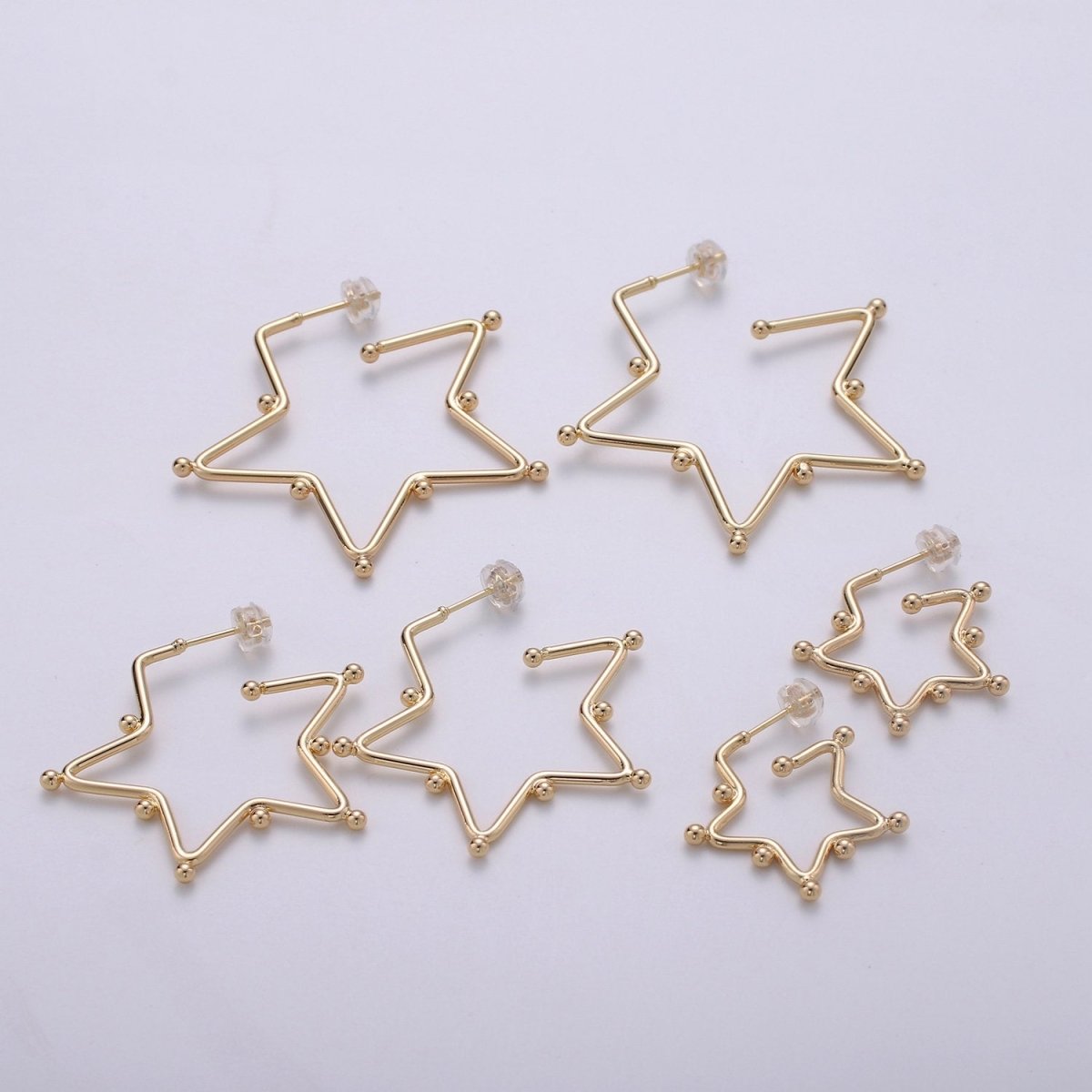 18K Gold Filled Ball Hoop Earrings, Beaded Hoop Earrings, Star Hoop Earrings, Gold Ball Hoop Earrings, 25mm 35mm 45mm Gold Hoop Earring Q-089 Q-090