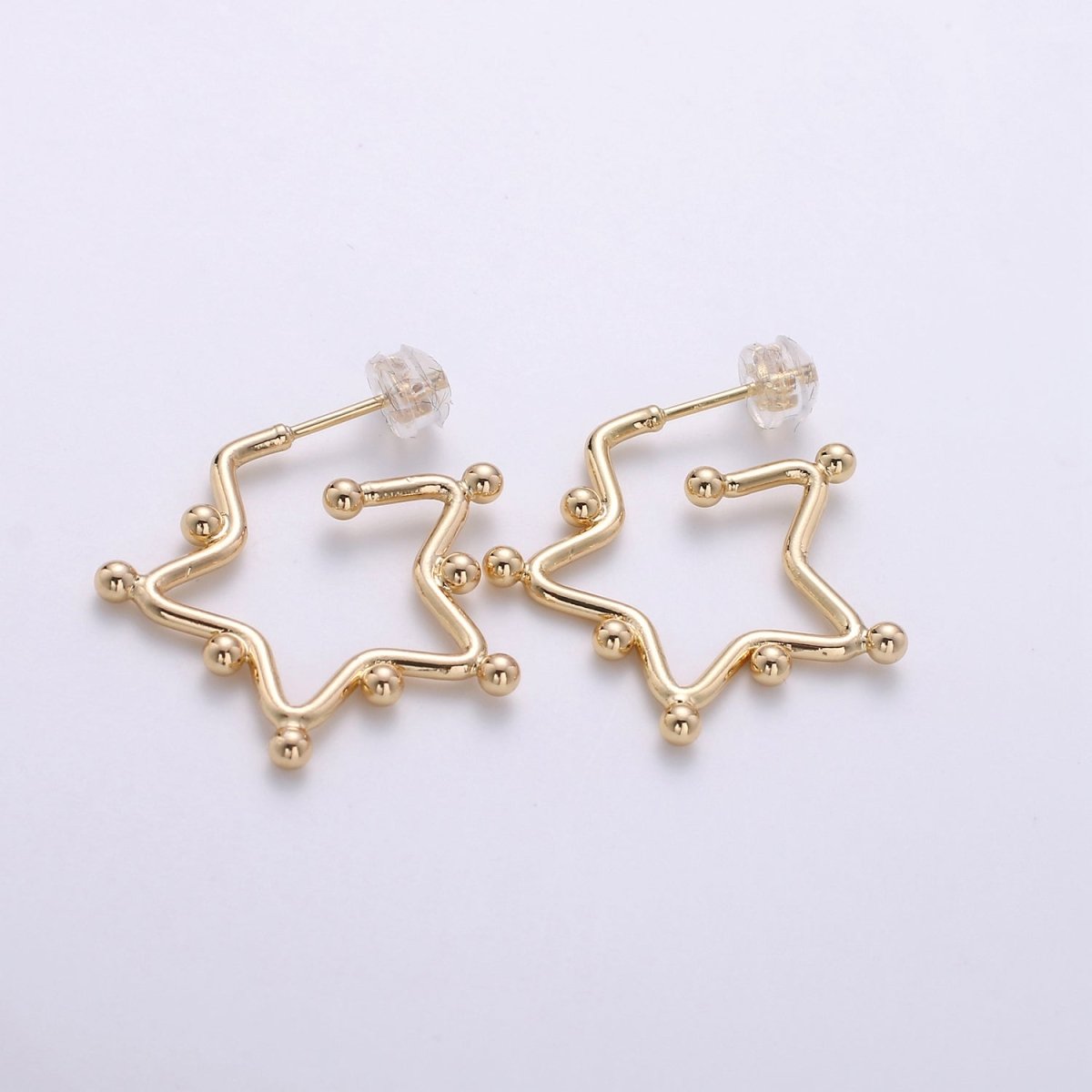 18K Gold Filled Ball Hoop Earrings, Beaded Hoop Earrings, Star Hoop Earrings, Gold Ball Hoop Earrings, 25mm 35mm 45mm Gold Hoop Earring Q-089 Q-090