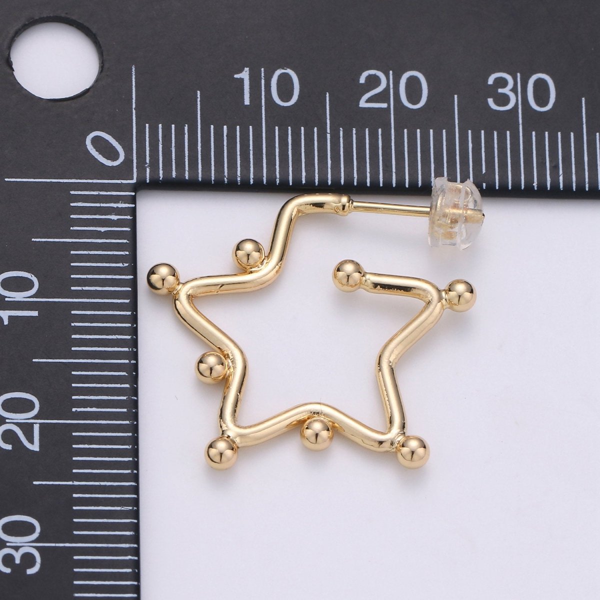 18K Gold Filled Ball Hoop Earrings, Beaded Hoop Earrings, Star Hoop Earrings, Gold Ball Hoop Earrings, 25mm 35mm 45mm Gold Hoop Earring Q-089 Q-090