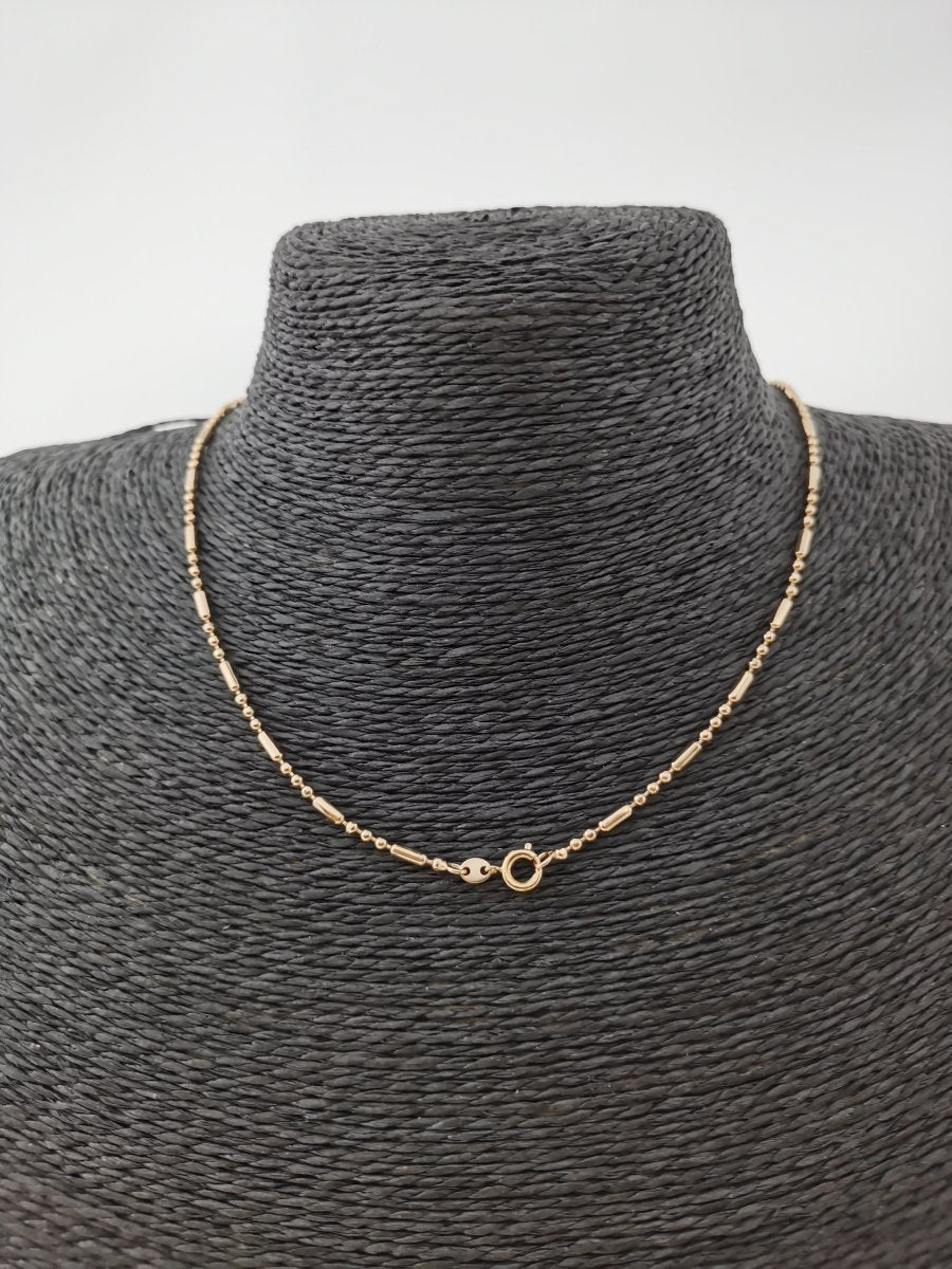 18K Gold Filled Bead Necklace Chain, 17.5 Inch Bead Finished Chain For Jewelry Making, Dainty 2.1mm Bead Necklace w/Spring Ring | CN-271 - DLUXCA