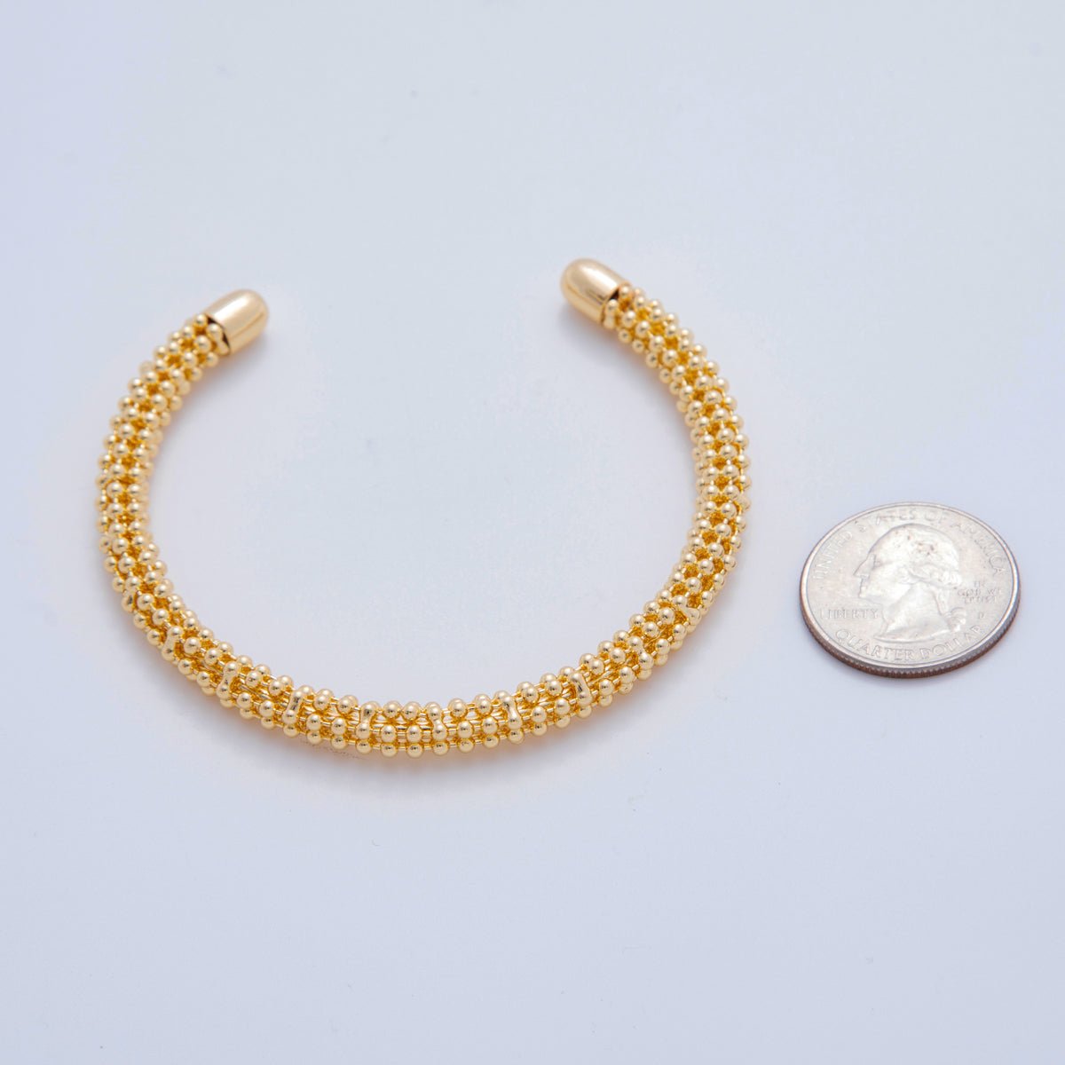 18K Gold Filled Beaded Bubble Band Cuff Bracelet | WA - 3293 - DLUXCA