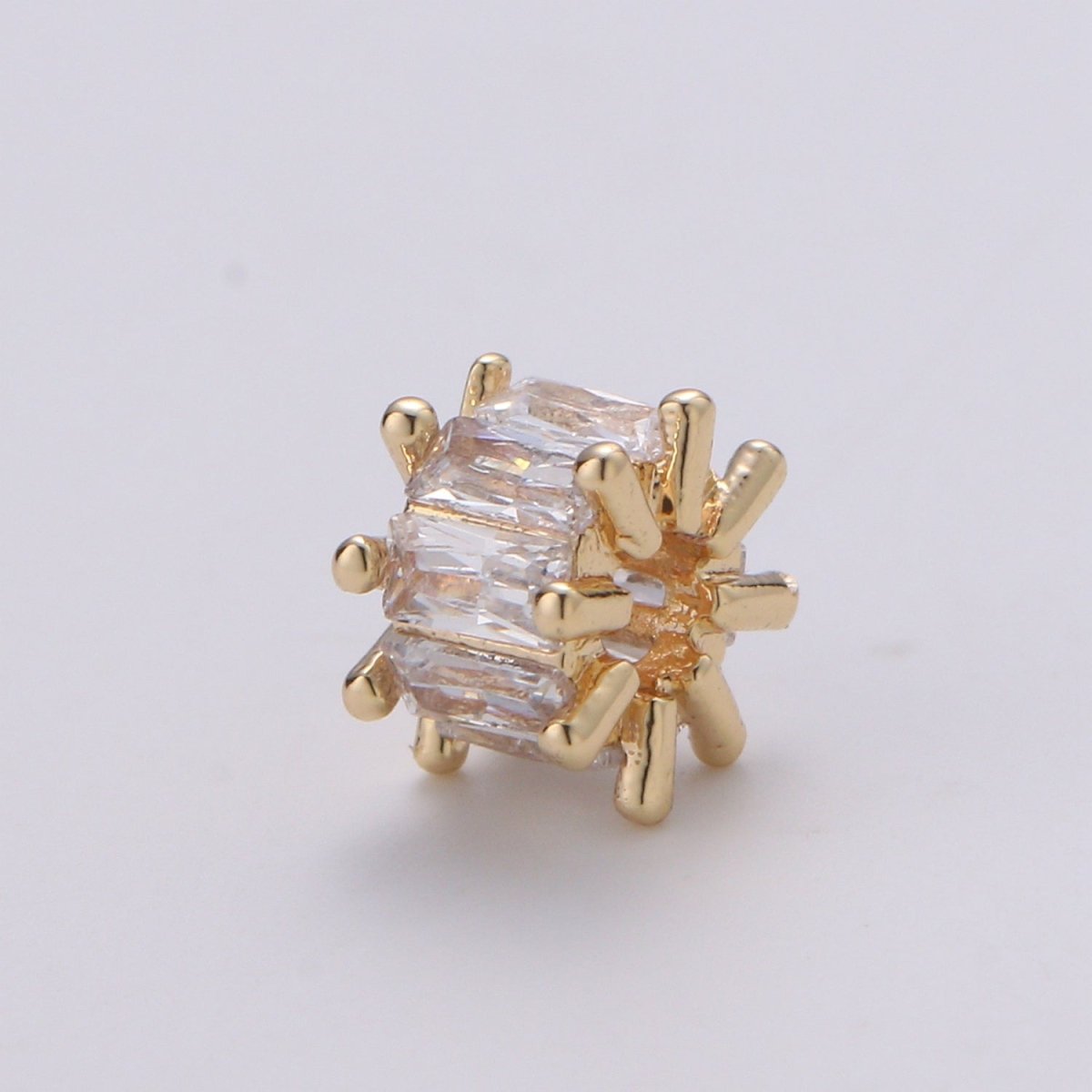 18k Gold Filled Beads CZ Micro Pave Tube Small Hole Spacer Beads Cubic Zirconia Spacer Beads, Gold Round Bead Spacer for Bracelet Making - DLUXCA
