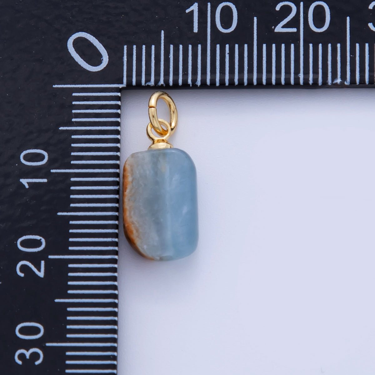 18K Gold Filled Blue Calcite Gemstone Oblong Charm | AF308 - DLUXCA