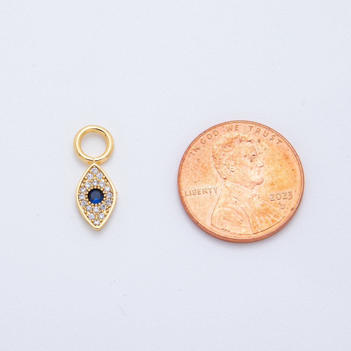 18K Gold Filled Blue Evil Eye Micro Paved Add - On Drop Earring Charm | AF759 - DLUXCA