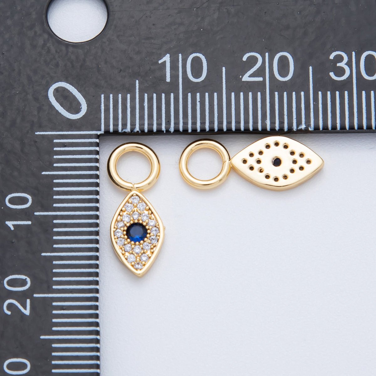 18K Gold Filled Blue Evil Eye Micro Paved Add - On Drop Earring Charm | AF759 - DLUXCA