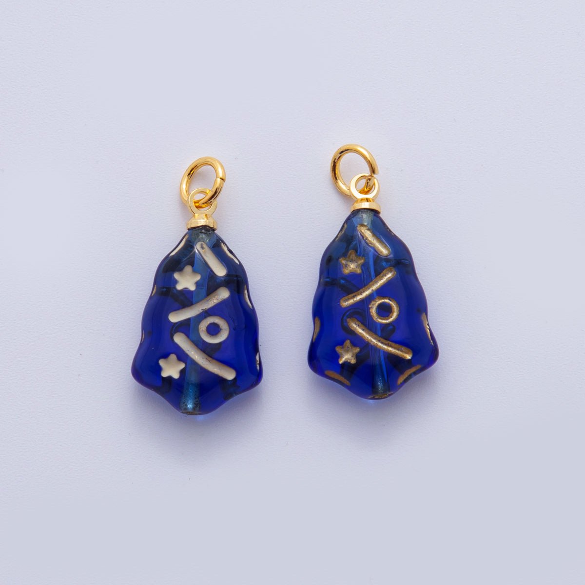 18K Gold Filled Blue Gold - Lined Acrylic Geometric Charm | AF287 - DLUXCA