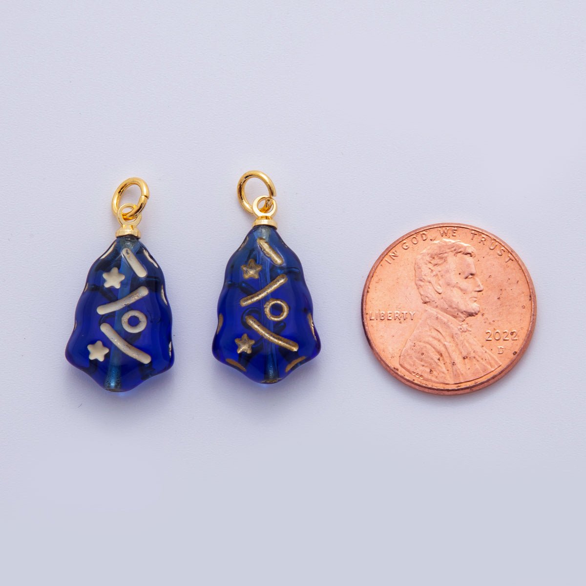 18K Gold Filled Blue Gold - Lined Acrylic Geometric Charm | AF287 - DLUXCA