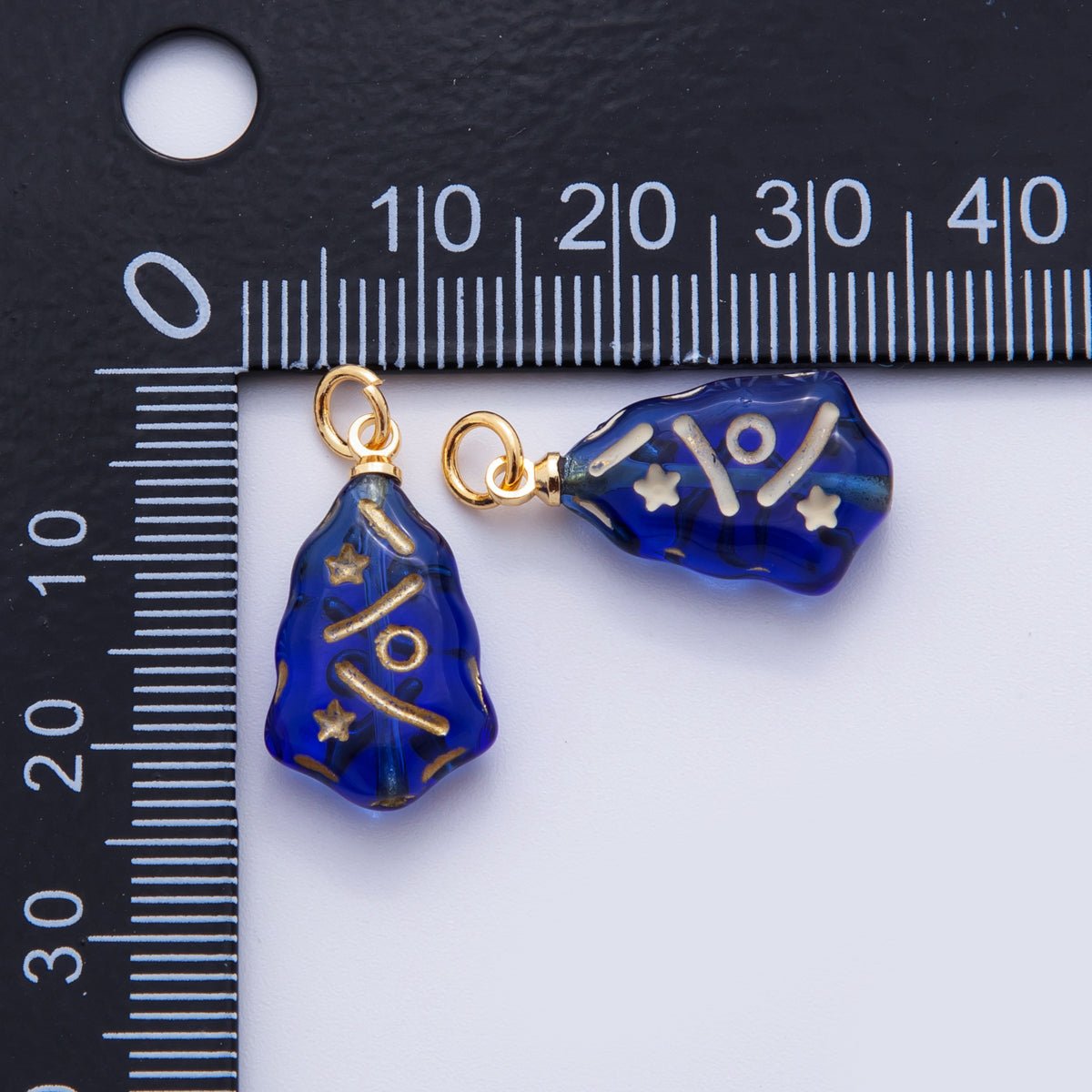 18K Gold Filled Blue Gold - Lined Acrylic Geometric Charm | AF287 - DLUXCA
