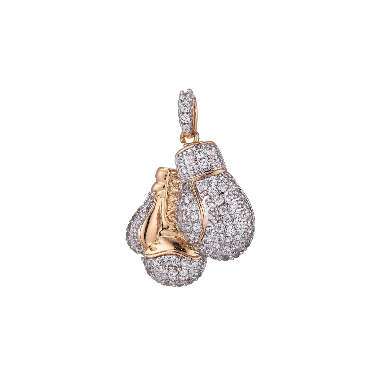 18k Gold Filled Boxing Glove Necklace Pendant Boxer Micro Pave CZ Boxer Glove Charm Sport champion Bails Findings for Jewelry Making H-864 - DLUXCA