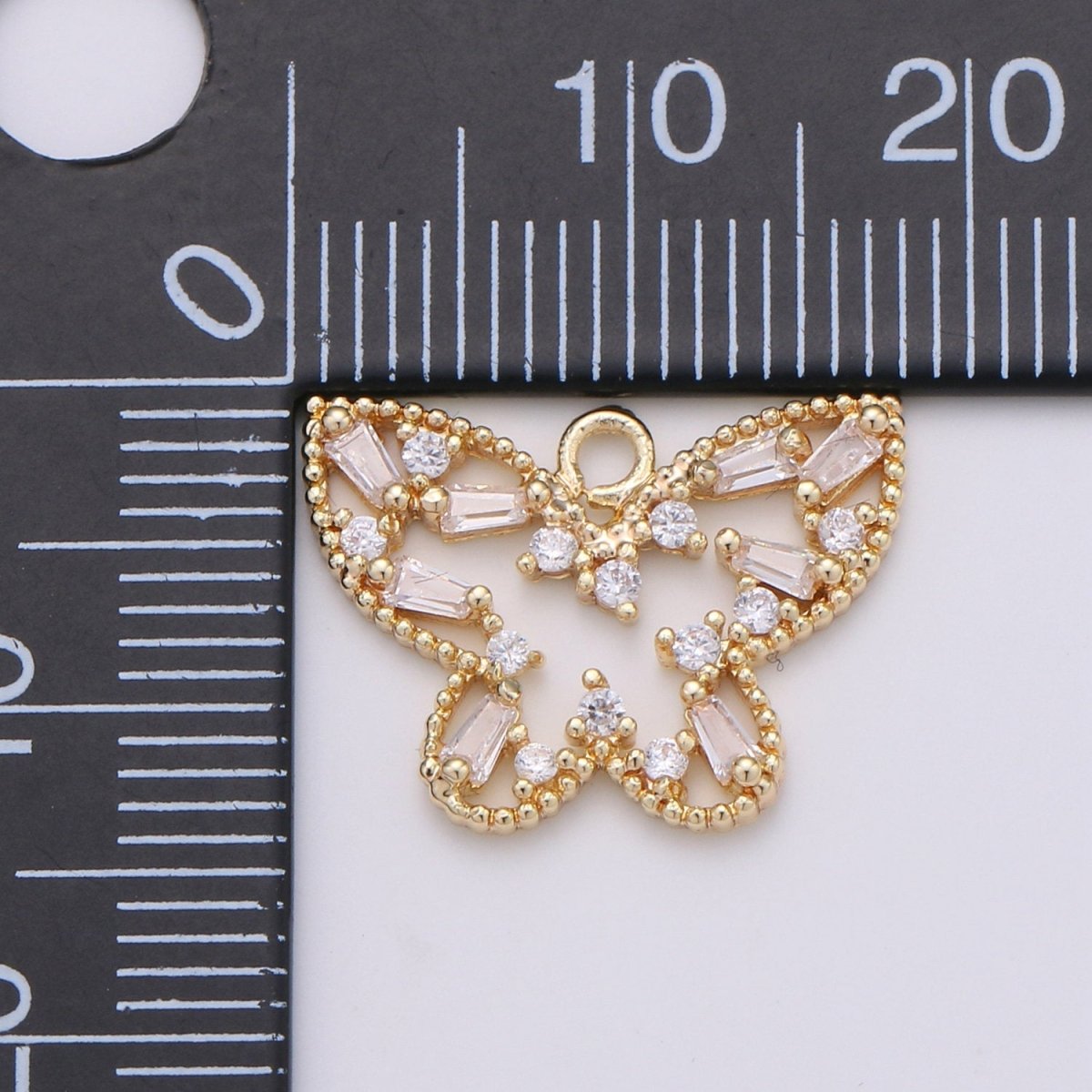 18k Gold Filled Butterfly Charm Baguette Cubic Butterfly Pendant Mariposa Butterfly Charms for Necklace Earring Bracelet Charm D-406 - DLUXCA