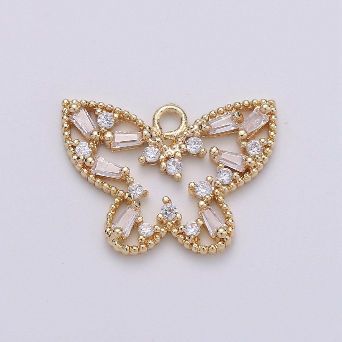 18k Gold Filled Butterfly Charm Baguette Cubic Butterfly Pendant Mariposa Butterfly Charms for Necklace Earring Bracelet Charm D-406 - DLUXCA