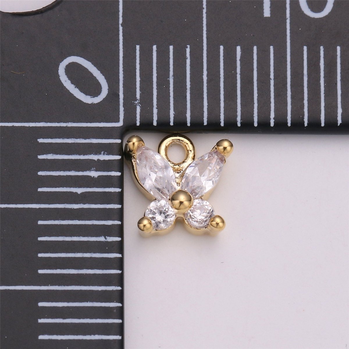 18K Gold Filled Butterfly Crystal Charm, Butterfly Charm Necklace, Tiny Dainty Charm, Boho Chic, Gold Crystal Charm, Minimal Silver Charm Pendant, C-529