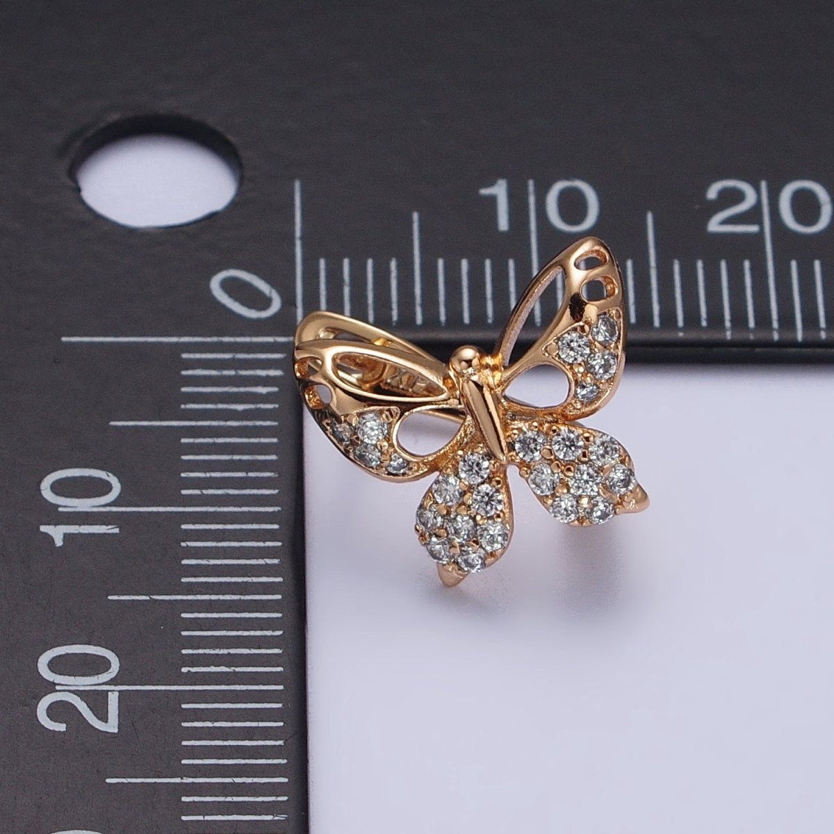 18K Gold Filled Butterfly Huggie Earring Micro Pave Cz Stone Animal Insect Mariposa Jewelry AB1077 - DLUXCA