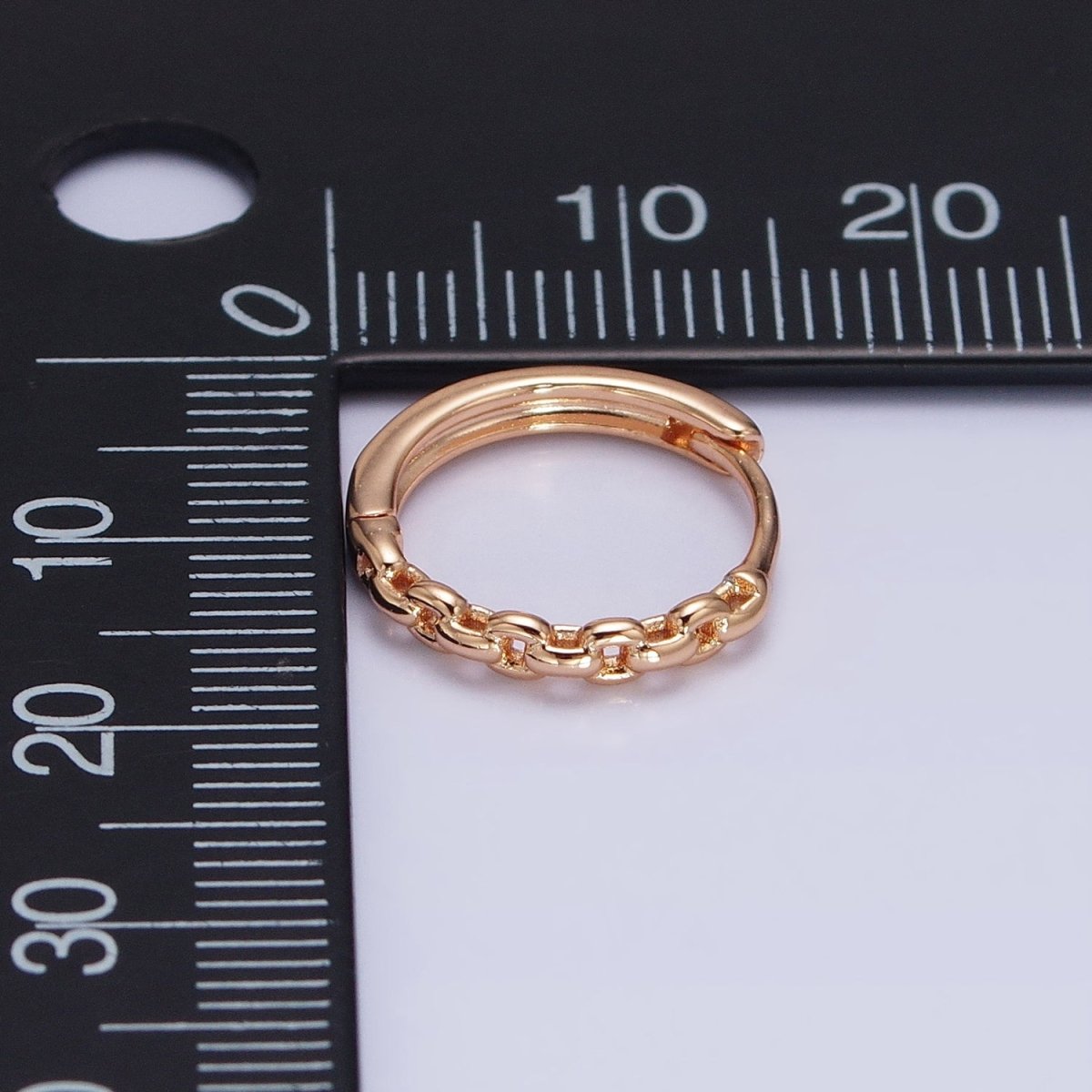 18K Gold Filled Cable Link Chain Endless Hoop Huggie Earrings | AD-1410 - DLUXCA