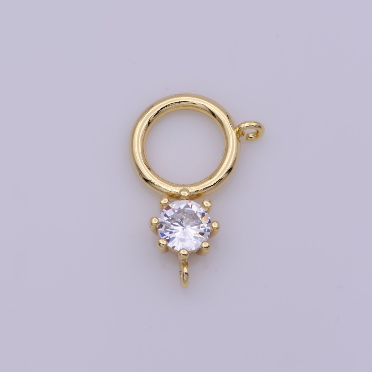 18K Gold Filled Charm Dangle Round Charm Double Bail Link Connector for Necklace L-563 - DLUXCA