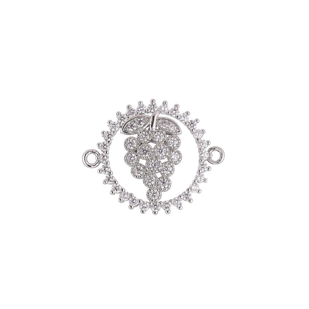 18K Gold Filled Charm Sparkle Elegant Cute Grapes Cubic Zirconia Bracelet Charm Double Bail Charm Finding Connector For Jewelry Making F-027