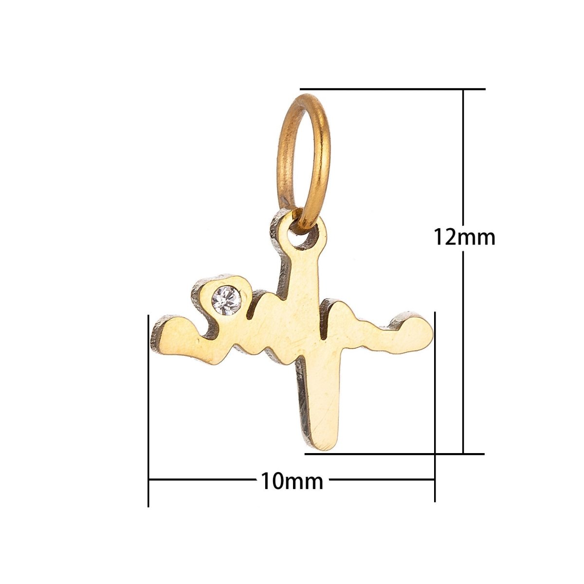 18K Gold Filled Classic Fancy Heart Beat Cubic Zirconia Bracelet Charm Necklace Pendant Findings for Necklace Earring Charm Jewelry Making E-645