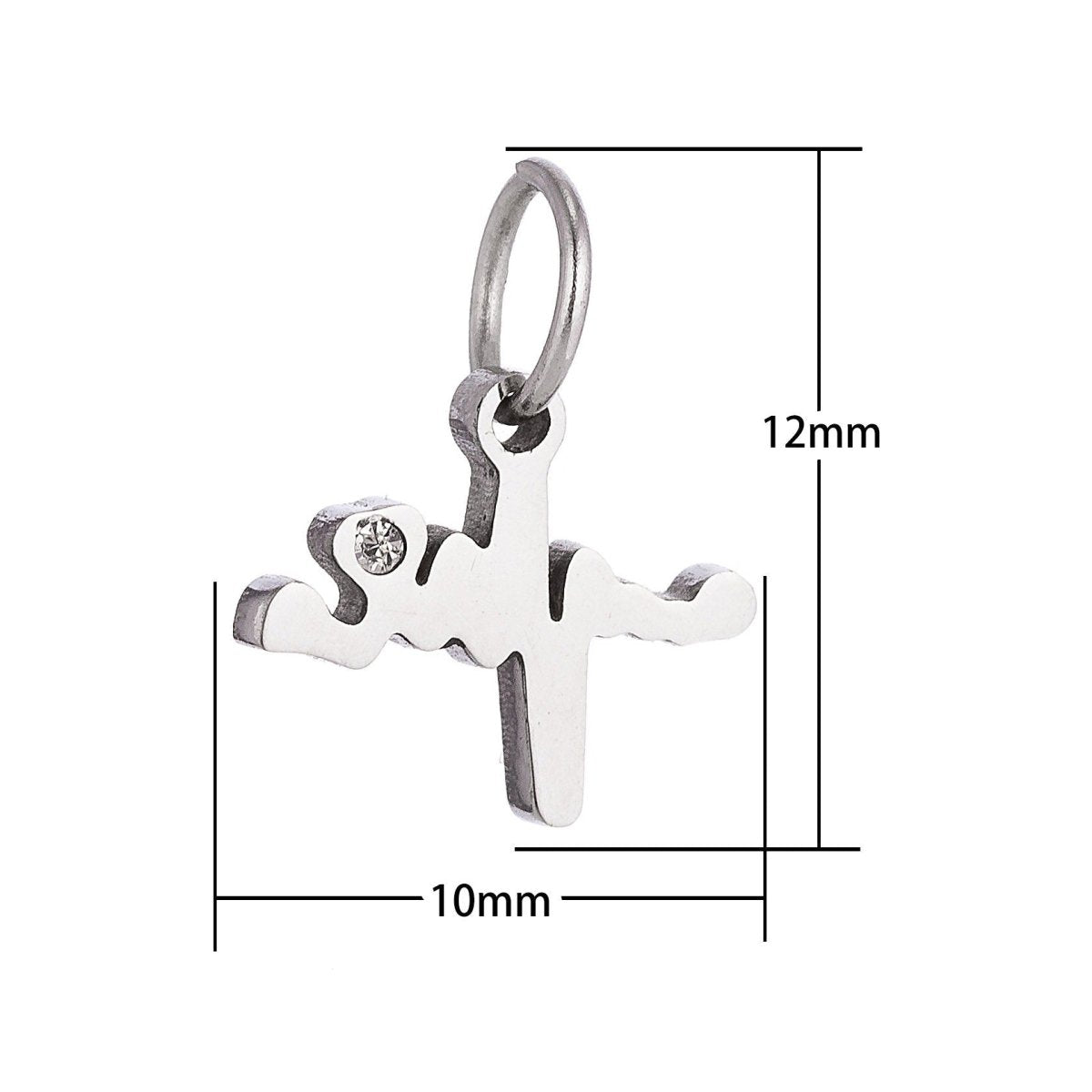 18K Gold Filled Classic Fancy Heart Beat Cubic Zirconia Bracelet Charm Necklace Pendant Findings for Necklace Earring Charm Jewelry Making E-645