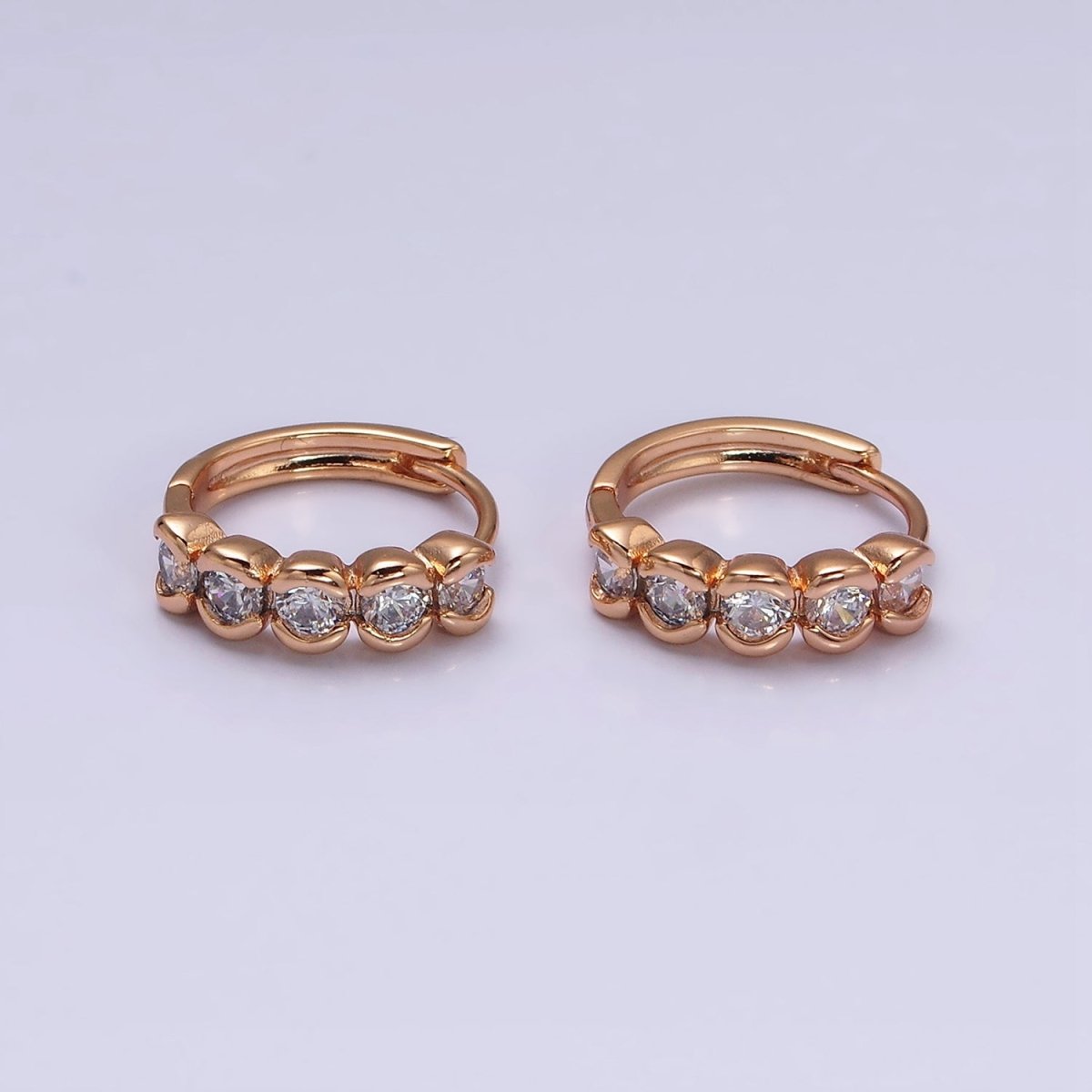 18K Gold Filled Clear CZ Beaded Bubble 14mm Endless Hoop Earrings in Gold & Silver | AD1311 AD1312