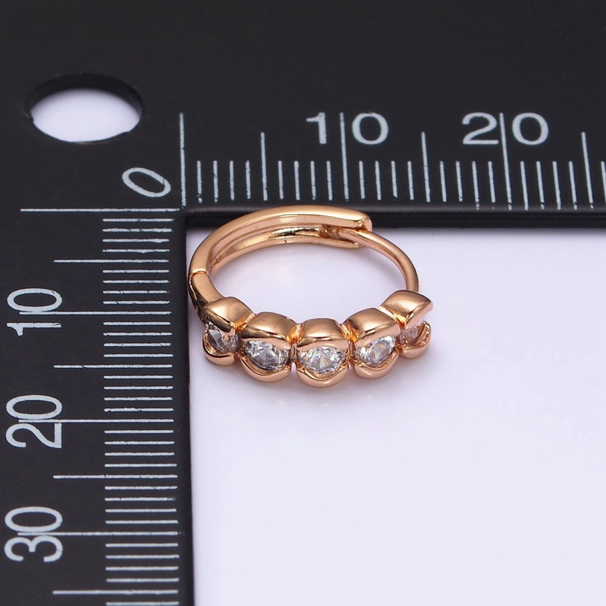 18K Gold Filled Clear CZ Beaded Bubble 14mm Endless Hoop Earrings in Gold & Silver | AD1311 AD1312