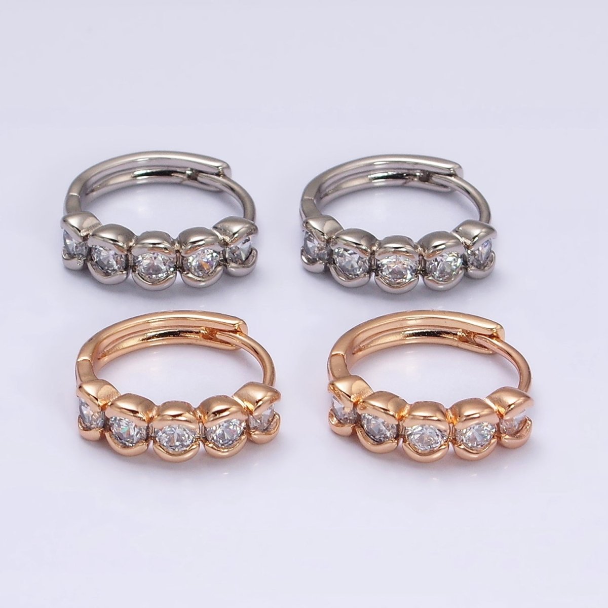 18K Gold Filled Clear CZ Beaded Bubble 14mm Endless Hoop Earrings in Gold & Silver | AD1311 AD1312