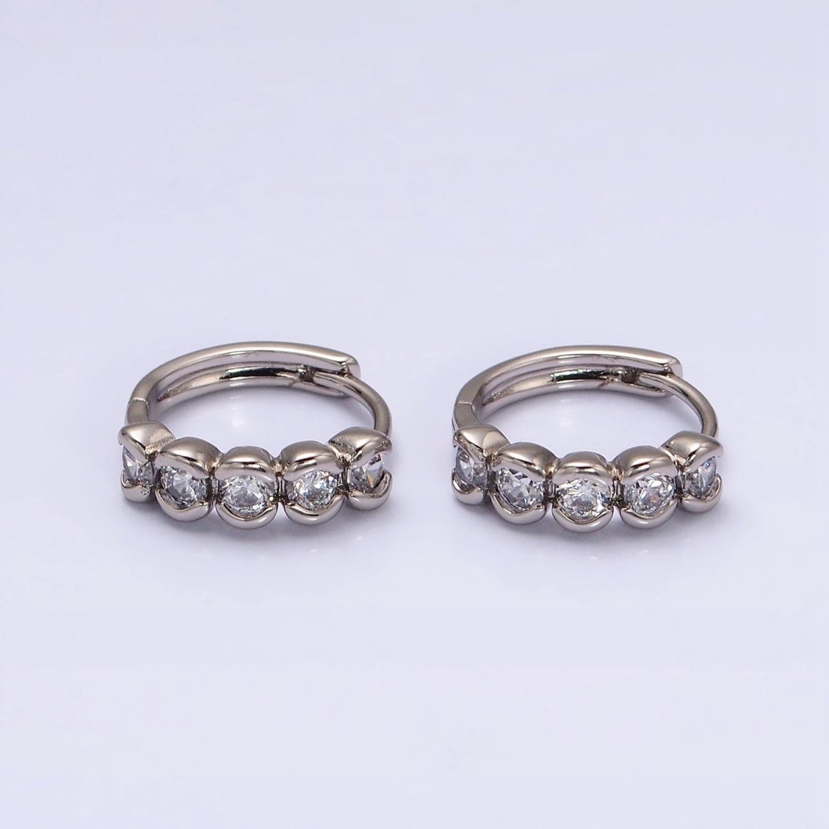 18K Gold Filled Clear CZ Beaded Bubble 14mm Endless Hoop Earrings in Gold & Silver | AD1311 AD1312