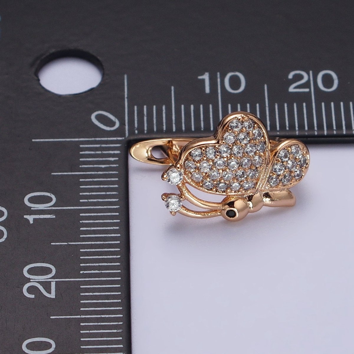 18K Gold Filled Clear cz Butterfly Mariposa Micro Paved Stud Earrings | AB1078 - DLUXCA