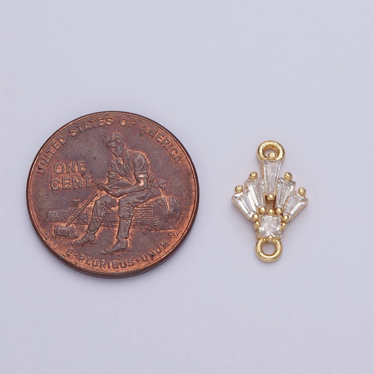 18K Gold Filled Clear CZ Multiple Baguette Round Mini Connector in Gold & Silver | Y-841